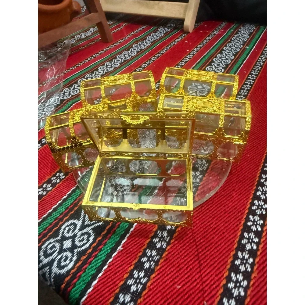 Gold 12Treasure Chest Candy Box Favor Party Wedding Decorative Containers henna